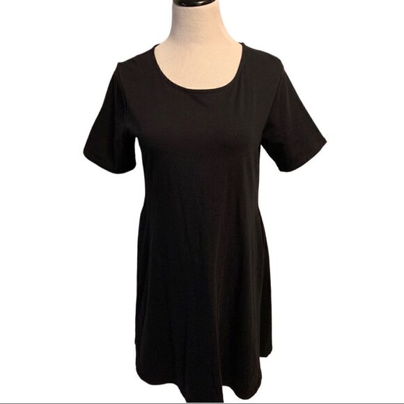 NWOT Zenana Premium Black Short Sleeve Dress Sz XL - Picture 1 of 4